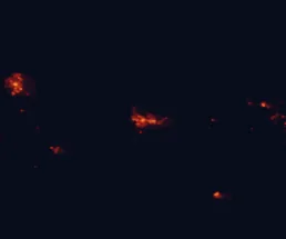 Satellite night-light map of the 50 km around Bathurst, with Orange, Blayney and Oberon marked