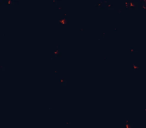 Satellite night-light map of the 100 km around Boonoo Boonoo National Park, with Warwick, Figtree and Casino marked