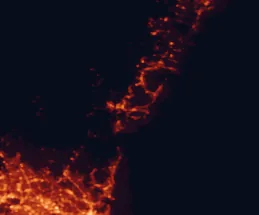 Satellite night-light map of the 50 km around Central Coast, with Parramatta, Hornsby and Mona Vale marked