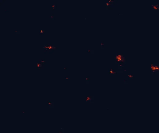 Satellite night-light map of the 100 km around Nangar National Park, with Orange, Bathurst and Parkes marked