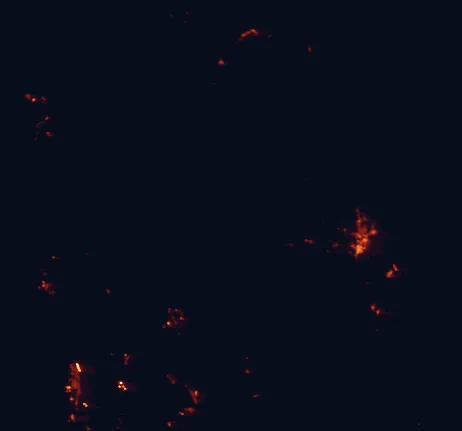 Satellite night-light map around Eungella National Park