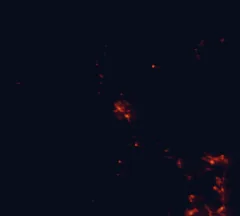 Satellite night-light map of the 50 km around Gympie, with Noosa Heads and Mount Coolum marked