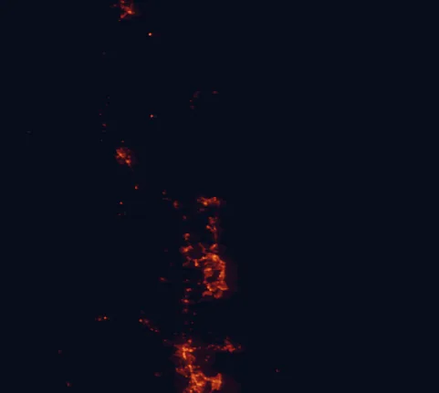 Satellite night-light map of the 100 km around Noosa National Park, with Sunshine Coast, Caloundra and Gympie marked