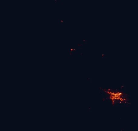Satellite night-light map around Paluma Range National Park