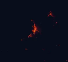 Satellite night-light map of the 50 km around Rockhampton, with Gracemere and Yeppoon marked