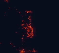 Satellite night-light map of the 50 km around Sunshine Coast, with Caloundra, Mount Coolum and Noosa Heads marked