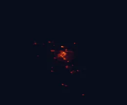 Satellite night-light map of the 50 km around Mildura, with Irymple, Merbein and Red Cliffs marked