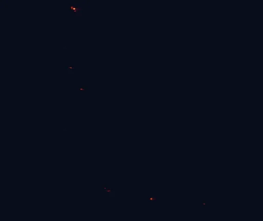 Satellite night-light map around Frank Hann National Park