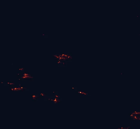 Satellite night-light map around Karijini National Park