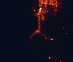 Satellite night-light map of the 50 km around Mandurah, with Kwinana, Rockingham and Pinjarra marked