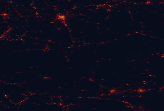 Satellite night-light map of the 100 km around Riedingtal Nature Park, with Salzburg, Klagenfurt am Wörthersee and Villach marked