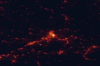 Satellite night-light map of the 50 km around Linz, with Traun, Steyr and Ansfelden marked
