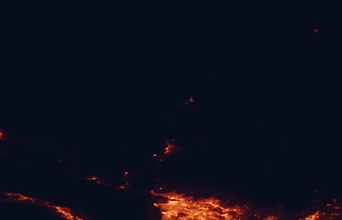 Satellite night-light map of the 100 km around Brandywine Falls Provincial Park, with Vancouver, Burnaby and Coquitlam marked