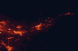 Satellite night-light map of the 50 km around Chilliwack, with Abbotsford, Maple Ridge and Bellingham marked