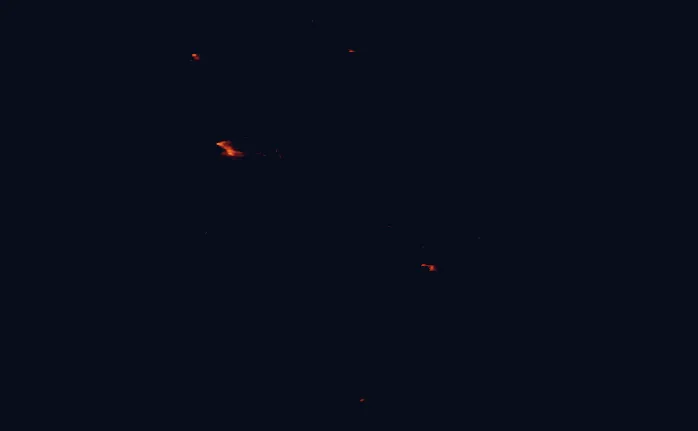 Satellite night-light map around Lac La Hache Provincial Park