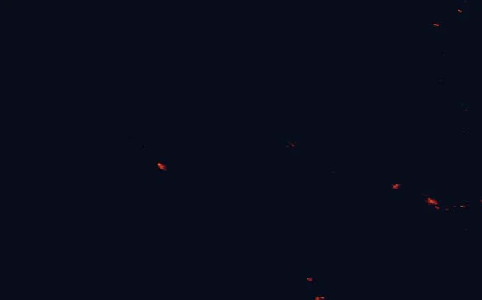 Satellite night-light map of the 100 km around Yoho National Park, with Canmore and Banff marked