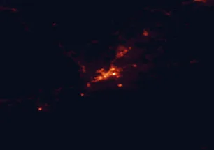 Satellite night-light map of the 50 km around Saint John, with Quispamsis, Rothesay and Millidgeville marked