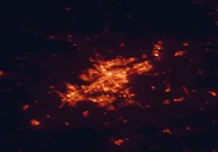 Satellite night-light map of the 50 km around Ottawa, with Gatineau, Nepean and Gloucester marked