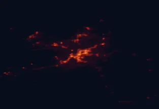Satellite night-light map of the 50 km around Sudbury, with Valley East, Rayside-Balfour and Lively marked