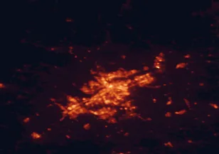 Satellite night-light map of the 50 km around Gatineau, with Ottawa, Nepean and Ottawa South marked