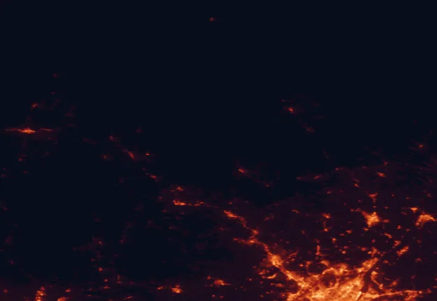 Satellite night-light map of the 100 km around Mont-Tremblant National Park, with Saint-Louis-de-Terrebonne, Terrebonne and Rivière-des-Prairies-Pointe-aux-Trembles marked