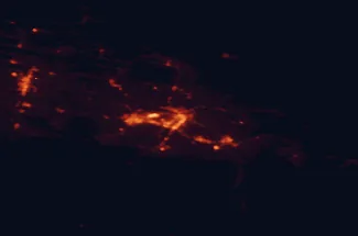 Satellite night-light map of the 50 km around Saguenay, with Alma and Saint-Honoré marked
