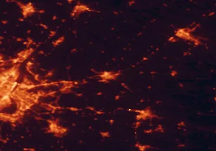 Satellite night-light map of the 50 km around Saint-Hyacinthe, with Longueuil, Mercier-Hochelaga-Maisonneuve and Saint-Jean-sur-Richelieu marked