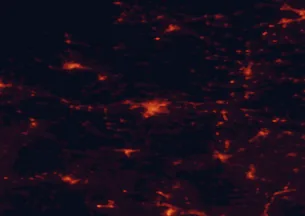 Satellite night-light map of the 50 km around Slavonski Brod, with Požega, Đakovo and Derventa marked