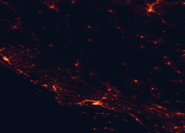 Satellite night-light map of the 100 km around Dinara Nature Park, with Split, Banja Luka and Bihać marked