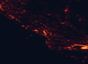 Satellite night-light map of the 50 km around Šibenik, with Split, Vodice and Trogir marked