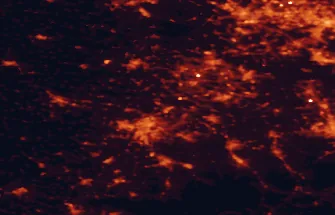 Satellite night-light map of the 50 km around Bohumín, with Ostrava, Rybnik and Jastrzębie Zdrój marked
