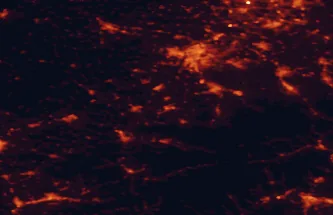 Satellite night-light map of the 50 km around Kopřivnice, with Ostrava, Havířov and Frýdek-Místek marked