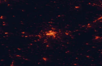 Satellite night-light map of the 50 km around Pilsen, with Příbram, Rokycany and Klatovy marked