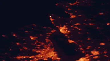 Satellite night-light map of the 50 km around Helsingør, with Copenhagen, Helsingborg and Frederiksberg marked