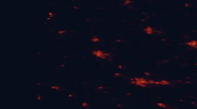 Satellite night-light map of the 50 km around Holstebro, with Herning, Struer and Skive marked