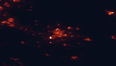 Satellite night-light map of the 50 km around Odense, with Fredericia, Hedensted and Svendborg marked