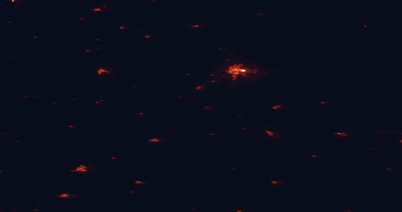 Satellite night-light map of the 100 km around Otepää Nature Park, with Tartu, Valmiera and Viljandi marked