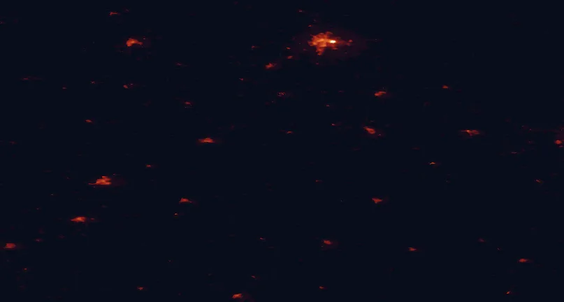 Satellite night-light map of the 100 km around Karula National Park, with Tartu, Valmiera and Valga marked