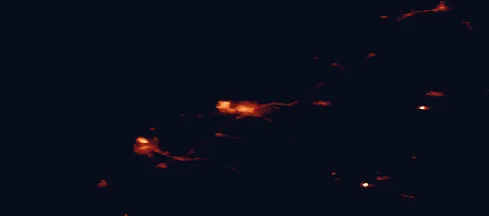 Satellite night-light map of the 50 km around Kokkola, with Jakobstad, Pedersöre and Kronoby marked