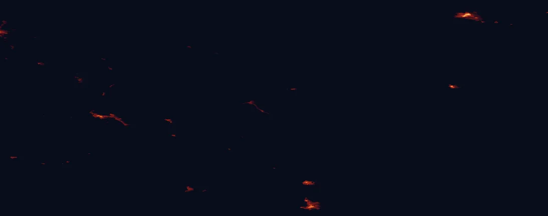 Satellite night-light map of the 100 km around Salla National Park, with Kovdor and Kuusamo marked