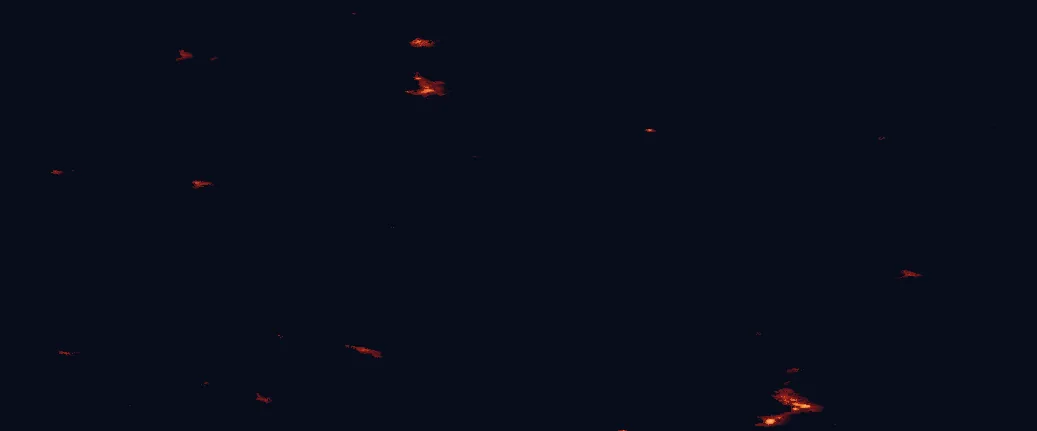Satellite night-light map around Hossa National Park