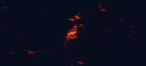 Satellite night-light map of the 50 km around Kuopio, with Siilinjärvi, Leppävirta and Suonenjoki marked