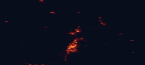Satellite night-light map of the 50 km around Siilinjärvi, with Kuopio, Lapinlahti and Nilsiä marked
