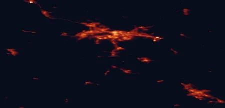 Satellite night-light map of the 50 km around Lempäälä, with Tampere, Nokia and Hämeenlinna marked