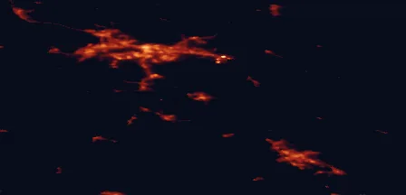 Satellite night-light map of the 50 km around Valkeakoski, with Tampere, Hämeenlinna and Kangasala marked
