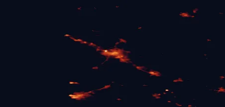 Satellite night-light map of the 50 km around Pori, with Rauma, Ulvila and Noormarkku marked