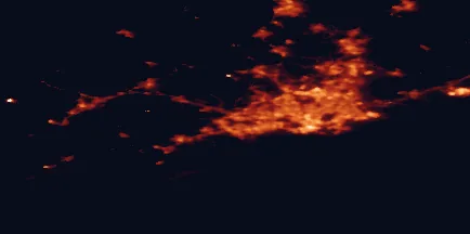 Satellite night-light map of the 50 km around Espoo, with Helsinki, Vantaa and Kirkkonummi marked