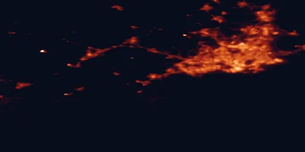 Satellite night-light map of the 50 km around Kirkkonummi, with Helsinki, Espoo and Vantaa marked