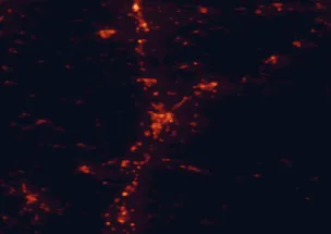 Satellite night-light map of the 50 km around Valence, with Romans-sur-Isère, Montélimar and Portes-lès-Valence marked