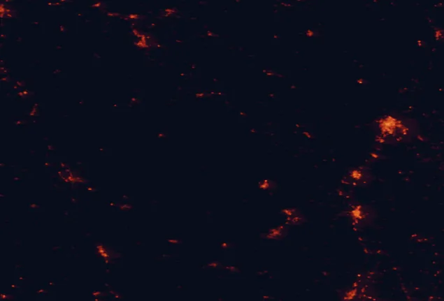 Satellite night-light map of the 100 km around the Morvan, with Dijon, Chalon-sur-Saône and Nevers marked